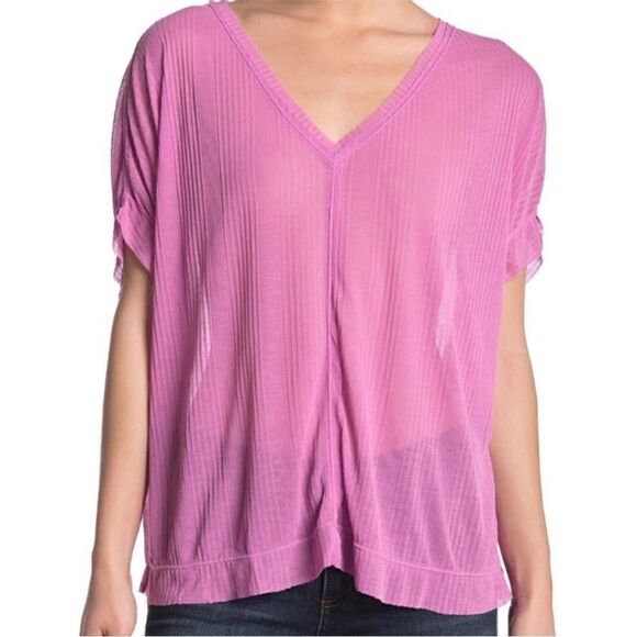 We the Free/Free People Purple/Pink Sadie V Neck Dolman Tee. Size Medium. EUC! - Picture 4 of 11